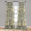 Ambesonne Bohemian Curtains, Bold and Big Feather Motif on Southwestern Inspired Striped Print, Window Treatments 2 Panel Set for Living Room Bedroom, Pair of – 28″ x 63″, Cadet Blue Beige and Brown(Dark Taupe Fawn Ivory)