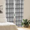 Ambesonne Bohemian Curtains, Bold and Big Feather Motif on Southwestern Inspired Striped Print, Window Treatments 2 Panel Set for Living Room Bedroom, Pair of – 28″ x 63″, Cadet Blue Beige and Brown(Black and White)