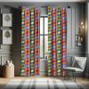 Ambesonne Bohemian Curtains, Bold and Big Feather Motif on Southwestern Inspired Striped Print, Window Treatments 2 Panel Set for Living Room Bedroom, Pair of – 28″ x 63″, Cadet Blue Beige and Brown(Purple Green)