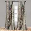 Ambesonne Bohemian Curtains, Bold and Big Feather Motif on Southwestern Inspired Striped Print, Window Treatments 2 Panel Set for Living Room Bedroom, Pair of – 28″ x 63″, Cadet Blue Beige and Brown(Cadet Blue Beige and Brown)