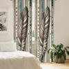 Ambesonne Bohemian Curtains, Bold and Big Feather Motif on Southwestern Inspired Striped Print, Window Treatments 2 Panel Set for Living Room Bedroom, Pair of – 28″ x 63″, Cadet Blue Beige and Brown(Cadet Blue Beige and Brown)