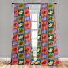 Ambesonne Bohemian Curtains, Bold and Big Feather Motif on Southwestern Inspired Striped Print, Window Treatments 2 Panel Set for Living Room Bedroom, Pair of – 28″ x 63″, Cadet Blue Beige and Brown(Purple Green)