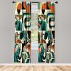 Ambesonne Bohemian Curtains, Bold and Big Feather Motif on Southwestern Inspired Striped Print, Window Treatments 2 Panel Set for Living Room Bedroom, Pair of – 28″ x 63″, Cadet Blue Beige and Brown(Dark Orange Teal Beige)