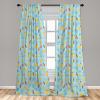 Ambesonne Bohemian Curtains, Bold and Big Feather Motif on Southwestern Inspired Striped Print, Window Treatments 2 Panel Set for Living Room Bedroom, Pair of – 28″ x 63″, Cadet Blue Beige and Brown(Sky Blue Mustard)