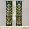 Ambesonne Bohemian Curtains, Bold and Big Feather Motif on Southwestern Inspired Striped Print, Window Treatments 2 Panel Set for Living Room Bedroom, Pair of – 28″ x 63″, Cadet Blue Beige and Brown(Hunter Green Pastel Brown)