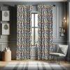 Ambesonne Bohemian Curtains, Bold and Big Feather Motif on Southwestern Inspired Striped Print, Window Treatments 2 Panel Set for Living Room Bedroom, Pair of – 28″ x 63″, Cadet Blue Beige and Brown(Black Yellow)