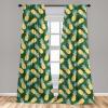 Ambesonne Bohemian Curtains, Bold and Big Feather Motif on Southwestern Inspired Striped Print, Window Treatments 2 Panel Set for Living Room Bedroom, Pair of – 28″ x 63″, Cadet Blue Beige and Brown(Green Fern)