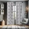 Ambesonne Bohemian Curtains, Bold and Big Feather Motif on Southwestern Inspired Striped Print, Window Treatments 2 Panel Set for Living Room Bedroom, Pair of – 28″ x 63″, Cadet Blue Beige and Brown(White Purple)
