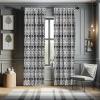 Ambesonne Bohemian Curtains, Bold and Big Feather Motif on Southwestern Inspired Striped Print, Window Treatments 2 Panel Set for Living Room Bedroom, Pair of – 28″ x 63″, Cadet Blue Beige and Brown(Black and White)