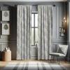Ambesonne Bohemian Curtains, Bold and Big Feather Motif on Southwestern Inspired Striped Print, Window Treatments 2 Panel Set for Living Room Bedroom, Pair of – 28″ x 63″, Cadet Blue Beige and Brown(Grey White)