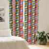 Ambesonne Bohemian Curtains, Bold and Big Feather Motif on Southwestern Inspired Striped Print, Window Treatments 2 Panel Set for Living Room Bedroom, Pair of – 28″ x 63″, Cadet Blue Beige and Brown(Purple Green)