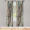 Ambesonne Bohemian Curtains, Bold and Big Feather Motif on Southwestern Inspired Striped Print, Window Treatments 2 Panel Set for Living Room Bedroom, Pair of – 28″ x 63″, Cadet Blue Beige and Brown(Cadet Blue Beige and Brown)
