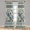 Ambesonne Bohemian Curtains, Hexagons Floral Botany Art in Cold Colors Ocean and Nature Tones, Window Treatments 2 Panel Set for Living Room Bedroom, Pair of – 28″ x 95″, Teal Green and Sea Blue(Eggshell Laurel Green)