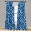 Ambesonne Bohemian Curtains, Hexagons Floral Botany Art in Cold Colors Ocean and Nature Tones, Window Treatments 2 Panel Set for Living Room Bedroom, Pair of – 28″ x 95″, Teal Green and Sea Blue(Cobalt Blue and White)