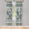 Ambesonne Bohemian Curtains, Hexagons Floral Botany Art in Cold Colors Ocean and Nature Tones, Window Treatments 2 Panel Set for Living Room Bedroom, Pair of – 28″ x 95″, Teal Green and Sea Blue(Eggshell Laurel Green)