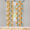 Ambesonne Bohemian Curtains, Hexagons Floral Botany Art in Cold Colors Ocean and Nature Tones, Window Treatments 2 Panel Set for Living Room Bedroom, Pair of – 28″ x 95″, Teal Green and Sea Blue(Blue Orange)