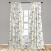 Ambesonne Bohemian Curtains, Hexagons Floral Botany Art in Cold Colors Ocean and Nature Tones, Window Treatments 2 Panel Set for Living Room Bedroom, Pair of – 28″ x 95″, Teal Green and Sea Blue(Green Mustard)