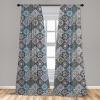 Ambesonne Bohemian Curtains, Hexagons Floral Botany Art in Cold Colors Ocean and Nature Tones, Window Treatments 2 Panel Set for Living Room Bedroom, Pair of – 28″ x 95″, Teal Green and Sea Blue(Blue Black)