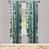 Ambesonne Bohemian Curtains, Hexagons Floral Botany Art in Cold Colors Ocean and Nature Tones, Window Treatments 2 Panel Set for Living Room Bedroom, Pair of – 28″ x 95″, Teal Green and Sea Blue(Teal Green and Sea Blue)