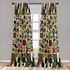Ambesonne Bohemian Curtains, Hexagons Floral Botany Art in Cold Colors Ocean and Nature Tones, Window Treatments 2 Panel Set for Living Room Bedroom, Pair of – 28″ x 95″, Teal Green and Sea Blue(Olive Green Redwood Beige)