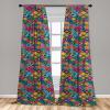 Ambesonne Bohemian Curtains, Modern Ethnic Themed Ornaments with Southwestern Inspirations, Window Treatments 2 Panel Set for Living Room Bedroom, Pair of – 28″ x 84″, Petrol Blue Paprika and Ivory(Magenta Teal)