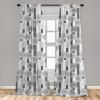Ambesonne Bohemian Curtains, Modern Ethnic Themed Ornaments with Southwestern Inspirations, Window Treatments 2 Panel Set for Living Room Bedroom, Pair of – 28″ x 84″, Petrol Blue Paprika and Ivory(Grey White)