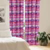 Ambesonne Bohemian Curtains, Retro Mid Century Inspired Abstract Patterns on Ivory Background, Window Treatments 2 Panel Set for Living Room Bedroom, Pair of – 28″ x 63″, Dark Orange and Reseda Green(Hot Pink)