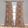 Ambesonne Bohemian Curtains, Retro Mid Century Inspired Abstract Patterns on Ivory Background, Window Treatments 2 Panel Set for Living Room Bedroom, Pair of – 28″ x 63″, Dark Orange and Reseda Green(Indigo Orange)