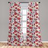 Ambesonne Bohemian Curtains, Retro Mid Century Inspired Abstract Patterns on Ivory Background, Window Treatments 2 Panel Set for Living Room Bedroom, Pair of – 28″ x 63″, Dark Orange and Reseda Green(Red Blue)