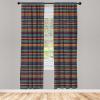 Ambesonne Bohemian Curtains, Retro Mid Century Inspired Abstract Patterns on Ivory Background, Window Treatments 2 Panel Set for Living Room Bedroom, Pair of – 28″ x 63″, Dark Orange and Reseda Green(Teal Plum)