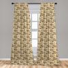 Ambesonne Bohemian Curtains, Retro Mid Century Inspired Abstract Patterns on Ivory Background, Window Treatments 2 Panel Set for Living Room Bedroom, Pair of – 28″ x 63″, Dark Orange and Reseda Green(Sand Brown Chocolate)