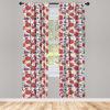 Ambesonne Bohemian Curtains, Retro Mid Century Inspired Abstract Patterns on Ivory Background, Window Treatments 2 Panel Set for Living Room Bedroom, Pair of – 28″ x 63″, Dark Orange and Reseda Green(Red Blue)