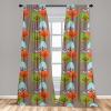 Ambesonne Bohemian Curtains, Retro Mid Century Inspired Abstract Patterns on Ivory Background, Window Treatments 2 Panel Set for Living Room Bedroom, Pair of – 28″ x 63″, Dark Orange and Reseda Green(Umber Green)