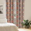 Ambesonne Bohemian Curtains, Retro Mid Century Inspired Abstract Patterns on Ivory Background, Window Treatments 2 Panel Set for Living Room Bedroom, Pair of – 28″ x 63″, Dark Orange and Reseda Green(Indigo Orange)