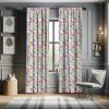 Ambesonne Bohemian Curtains, Retro Mid Century Inspired Abstract Patterns on Ivory Background, Window Treatments 2 Panel Set for Living Room Bedroom, Pair of – 28″ x 63″, Dark Orange and Reseda Green(Purple Blue)
