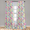 Ambesonne Bohemian Curtains, Retro Mid Century Inspired Abstract Patterns on Ivory Background, Window Treatments 2 Panel Set for Living Room Bedroom, Pair of – 28″ x 63″, Dark Orange and Reseda Green(Purple Blue)
