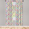 Ambesonne Bohemian Curtains, Retro Mid Century Inspired Abstract Patterns on Ivory Background, Window Treatments 2 Panel Set for Living Room Bedroom, Pair of – 28″ x 63″, Dark Orange and Reseda Green(Purple Blue)