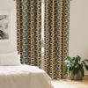 Ambesonne Bohemian Curtains, Retro Mid Century Inspired Abstract Patterns on Ivory Background, Window Treatments 2 Panel Set for Living Room Bedroom, Pair of – 28″ x 63″, Dark Orange and Reseda Green(Yellow Blue)