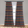 Ambesonne Bohemian Curtains, Retro Mid Century Inspired Abstract Patterns on Ivory Background, Window Treatments 2 Panel Set for Living Room Bedroom, Pair of – 28″ x 63″, Dark Orange and Reseda Green(Teal Plum)