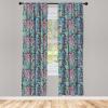 Ambesonne Bohemian Curtains, Retro Mid Century Inspired Abstract Patterns on Ivory Background, Window Treatments 2 Panel Set for Living Room Bedroom, Pair of – 28″ x 63″, Dark Orange and Reseda Green(Pink Blue Yellow)