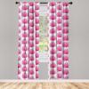 Ambesonne Bohemian Curtains, Retro Mid Century Inspired Abstract Patterns on Ivory Background, Window Treatments 2 Panel Set for Living Room Bedroom, Pair of – 28″ x 63″, Dark Orange and Reseda Green(Magenta and White)