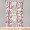 Ambesonne Bohemian Curtains, Retro Mid Century Inspired Abstract Patterns on Ivory Background, Window Treatments 2 Panel Set for Living Room Bedroom, Pair of – 28″ x 63″, Dark Orange and Reseda Green(Multicolor Pink)