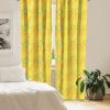 Ambesonne Botanical Curtains, Minimal Watercolor Leaves on Minimal Geometric Shapes in Cold Colors, Window Treatments 2 Panel Set for Living Room Bedroom, Pair of – 28″ x 63″, Grey Teal Slate Blue(Yellow and White)