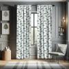 Ambesonne Botanical Curtains, Minimal Watercolor Leaves on Minimal Geometric Shapes in Cold Colors, Window Treatments 2 Panel Set for Living Room Bedroom, Pair of – 28″ x 63″, Grey Teal Slate Blue(Dark Grey)