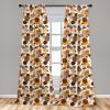 Ambesonne Botanical Curtains, Minimal Watercolor Leaves on Minimal Geometric Shapes in Cold Colors, Window Treatments 2 Panel Set for Living Room Bedroom, Pair of – 28″ x 63″, Grey Teal Slate Blue(Orange Brown)
