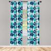 Ambesonne Botanical Curtains, Minimal Watercolor Leaves on Minimal Geometric Shapes in Cold Colors, Window Treatments 2 Panel Set for Living Room Bedroom, Pair of – 28″ x 63″, Grey Teal Slate Blue(Aqua Blue)
