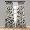 Ambesonne Botanical Curtains, Minimal Watercolor Leaves on Minimal Geometric Shapes in Cold Colors, Window Treatments 2 Panel Set for Living Room Bedroom, Pair of – 28″ x 63″, Grey Teal Slate Blue(Pale Rust Blue Grey Ivory)