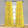 Ambesonne Botanical Curtains, Minimal Watercolor Leaves on Minimal Geometric Shapes in Cold Colors, Window Treatments 2 Panel Set for Living Room Bedroom, Pair of – 28″ x 63″, Grey Teal Slate Blue(Yellow and White)
