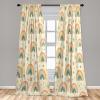 Ambesonne Botanical Curtains, Minimal Watercolor Leaves on Minimal Geometric Shapes in Cold Colors, Window Treatments 2 Panel Set for Living Room Bedroom, Pair of – 28″ x 63″, Grey Teal Slate Blue(Pale Mustard Salmon Teal)