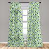 Ambesonne Botanical Curtains, Minimal Watercolor Leaves on Minimal Geometric Shapes in Cold Colors, Window Treatments 2 Panel Set for Living Room Bedroom, Pair of – 28″ x 63″, Grey Teal Slate Blue(Violet Blue Lime Green)